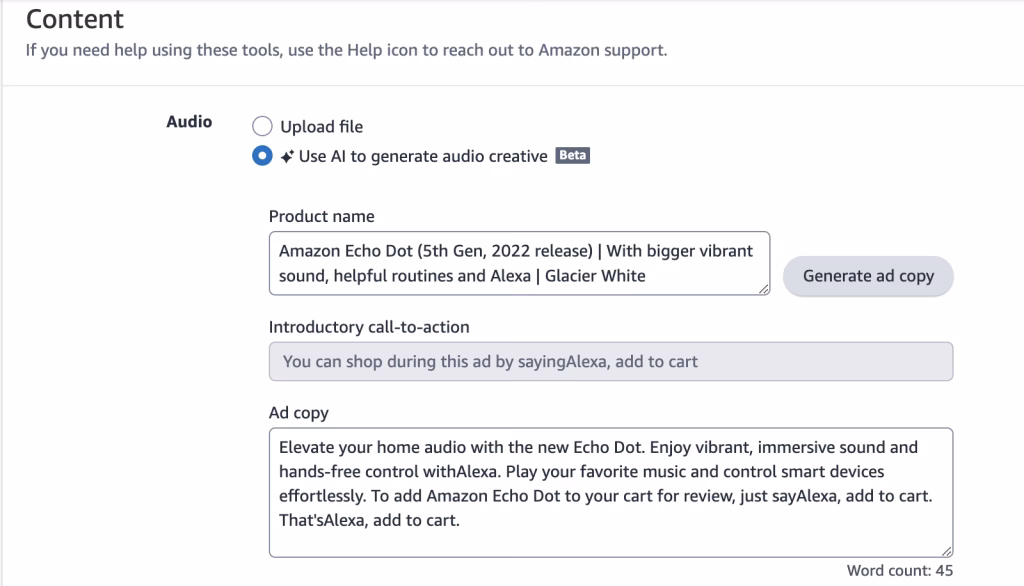 Create impactful interactive audio ads in just a few clicks with Audio Generator