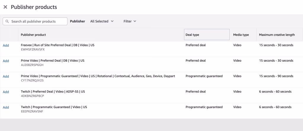 Create new deals with Amazon Media quickly using Amazon DSP