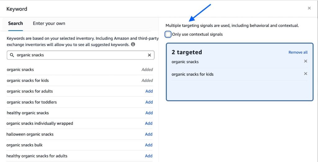 Amazon DSP multi-signal Keyword targeting Ads updates Dashboard screenshot 2