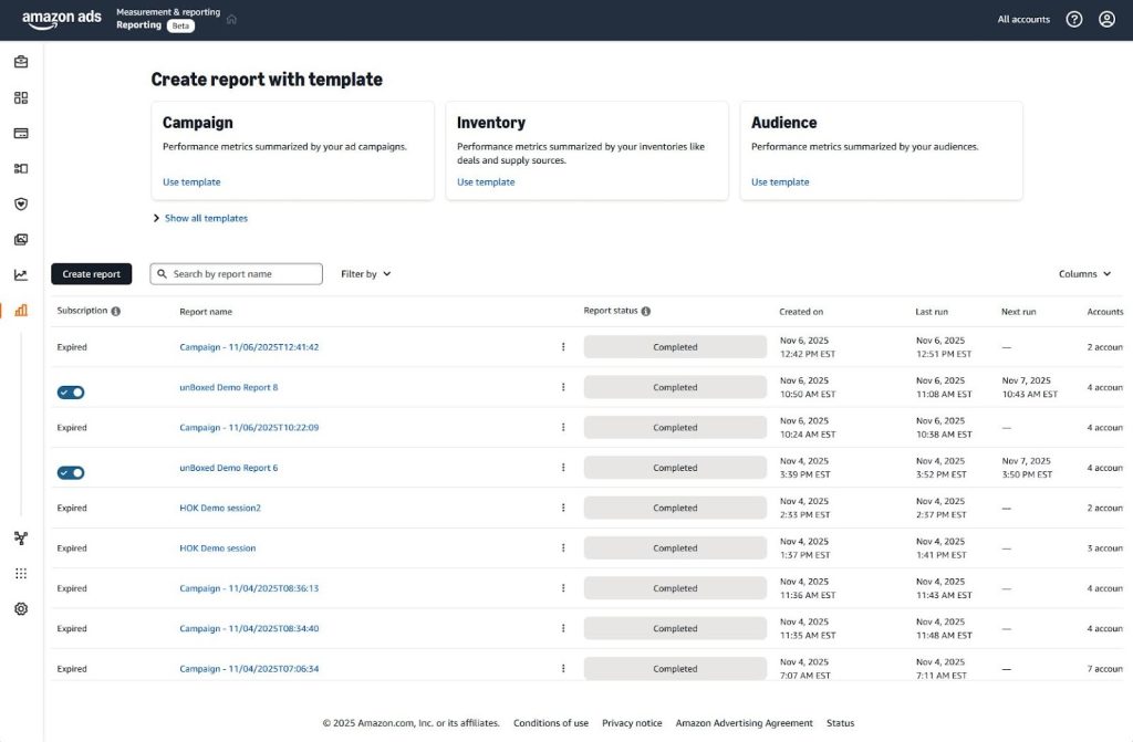 Campaign analysis with the new unified reporting experience console screenshot