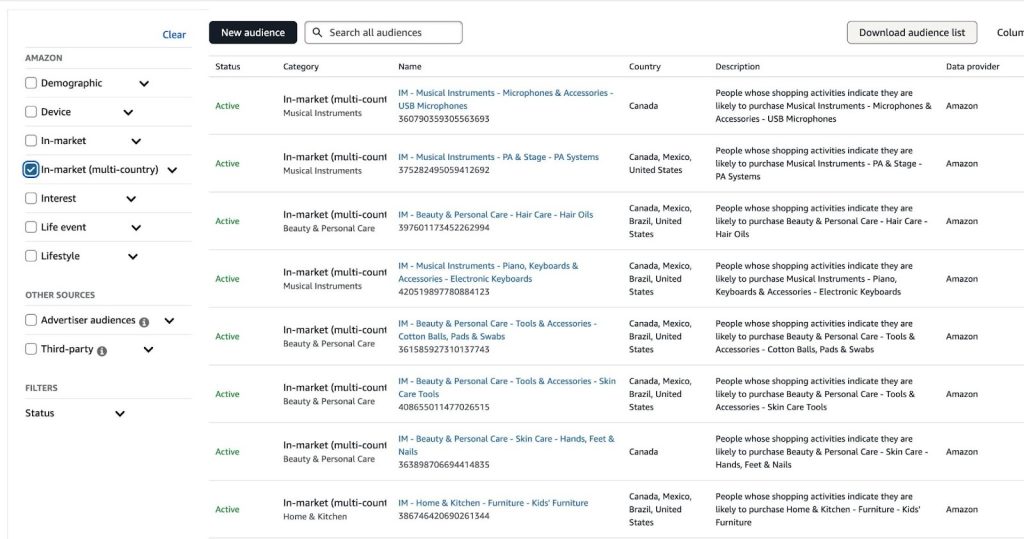 Screenshot of In-market ad update